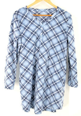 Dress blue black and white Plaid Long Sleeves Women's Medium